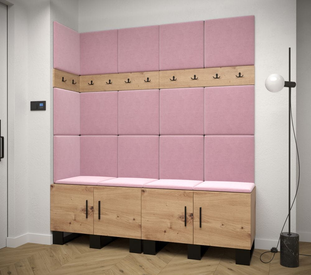 Veneti Predsieňová zostava RUMIE 12 - dub artisan, ružové panely